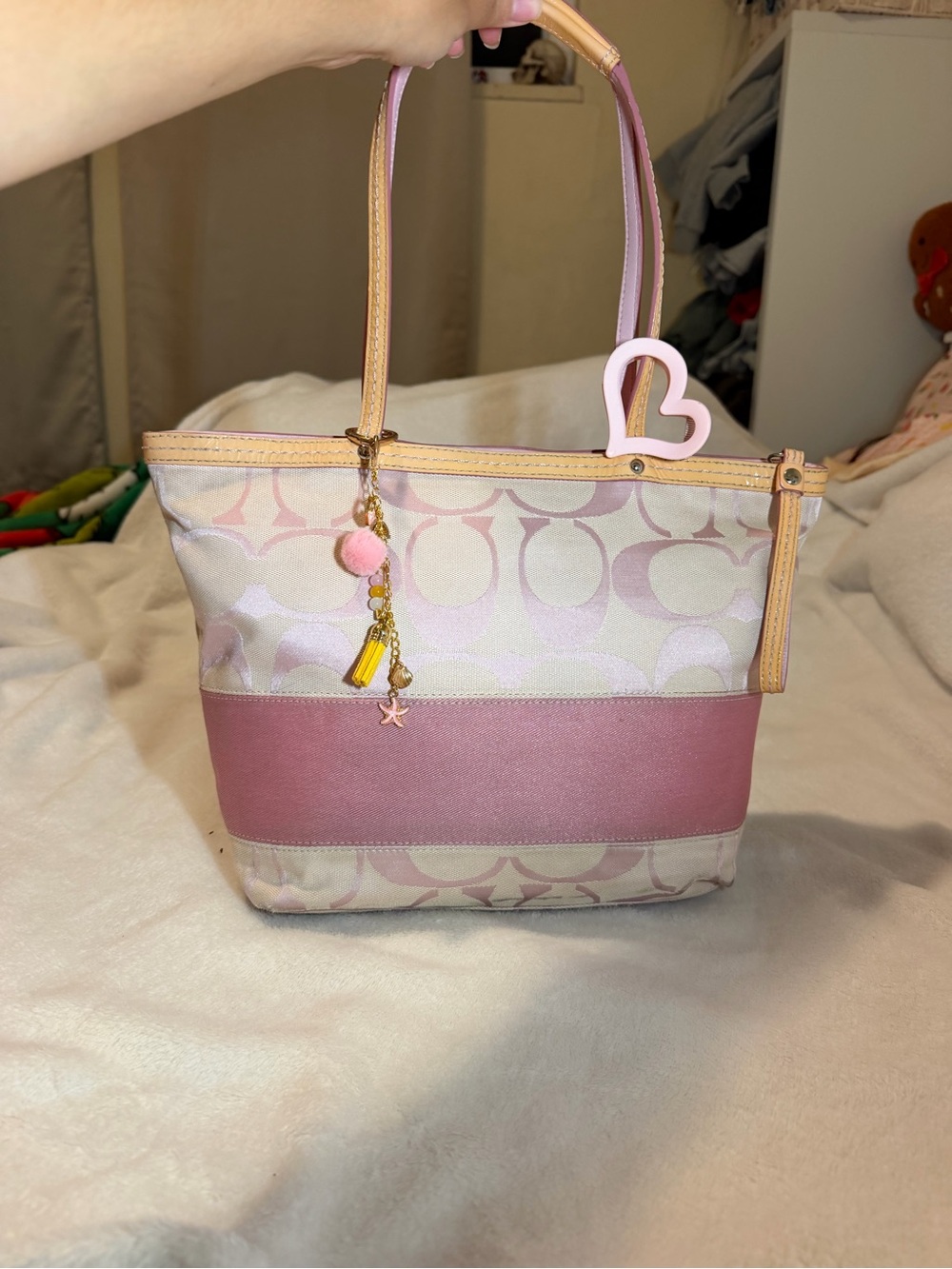 Pink Logo-Strip Tote Bag